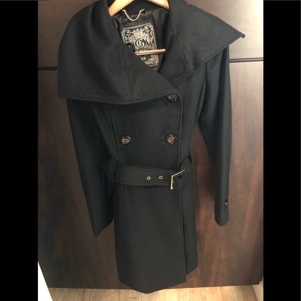 Guess XS asymmetrical double breasted wool coat